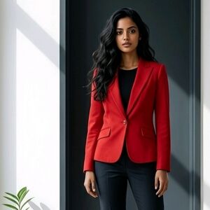 Latina Red Blazer With Satin Trimming